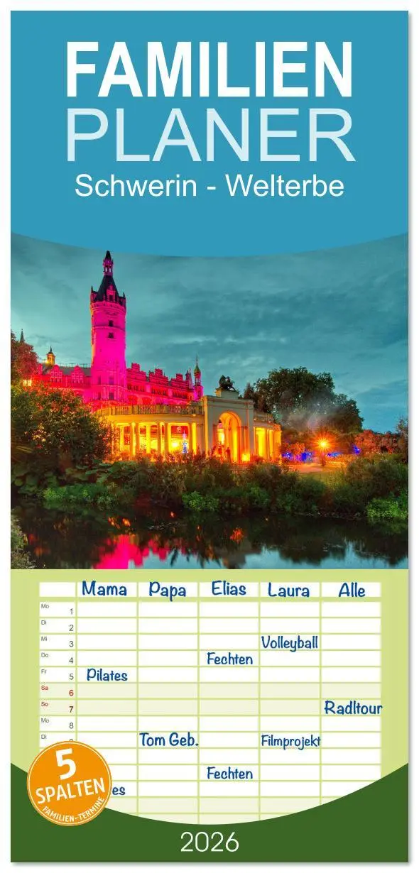 Cover: 9783516612738 | Familienplaner 2026 - Schwerin - Welterbe mit 5 Spalten...