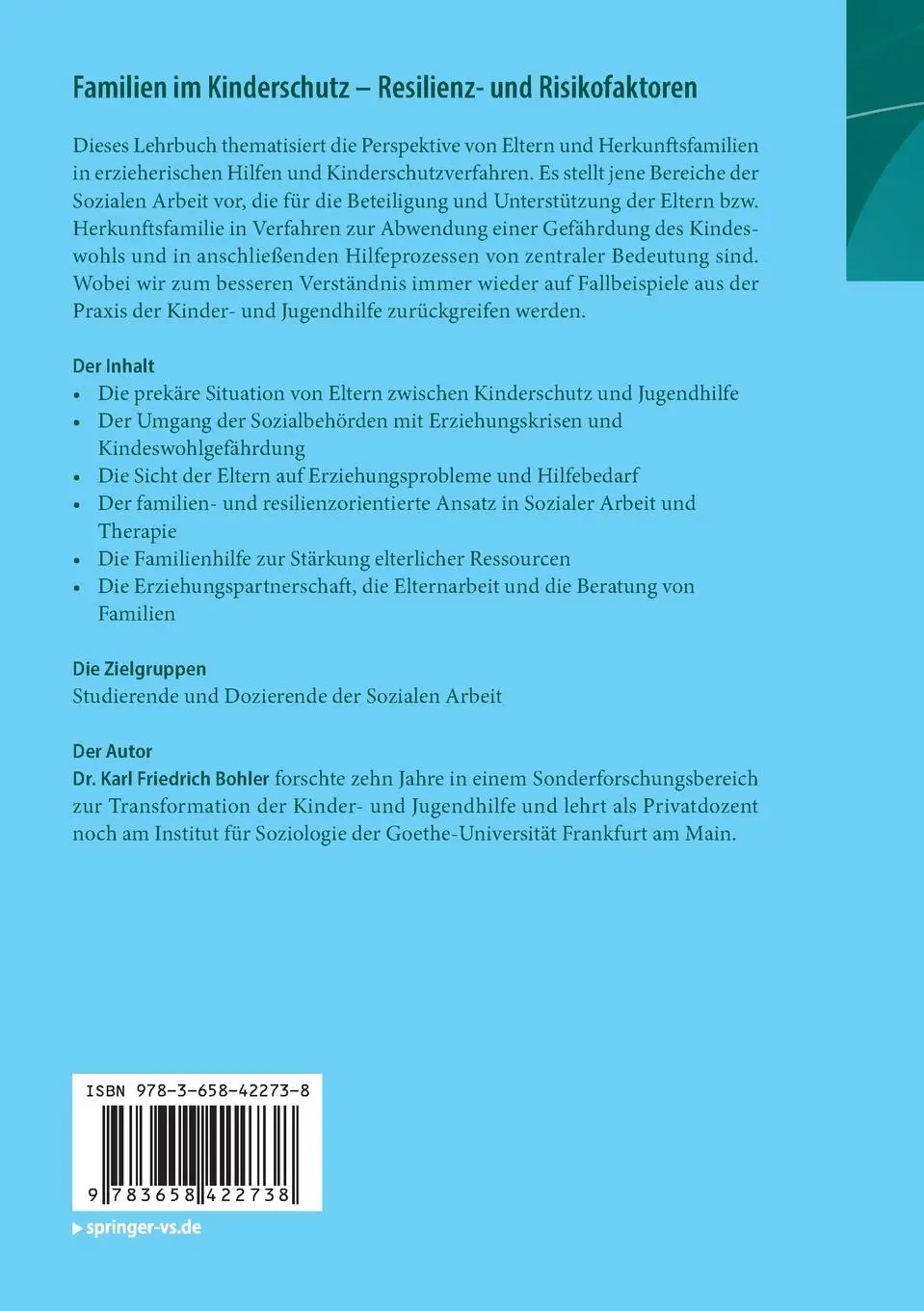 Rückseite: 9783658422738 | Familien im Kinderschutz - Resilienz- und Risikofaktoren | Bohler
