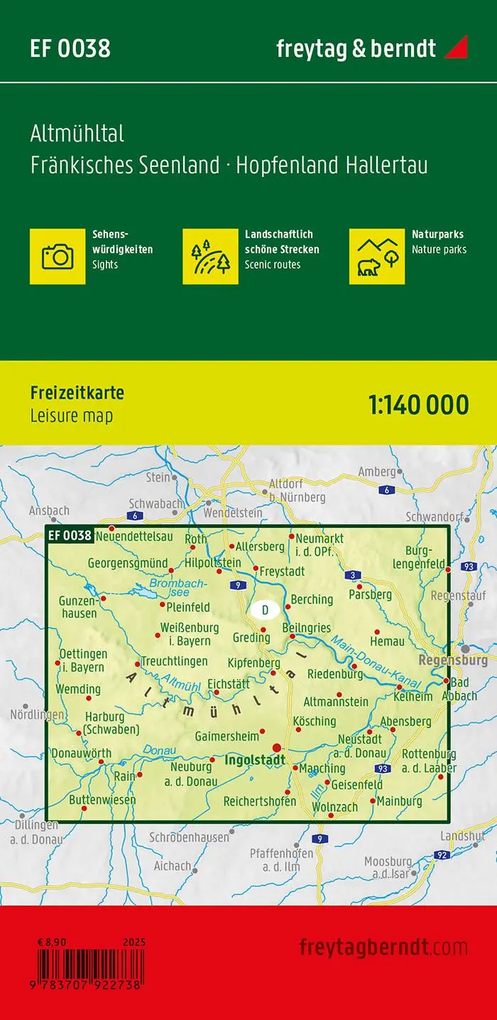 Rückseite: 9783707922738 | freytag &amp; berndt Freizeitkarte Altmühltal, Fränkisches Seenland,...