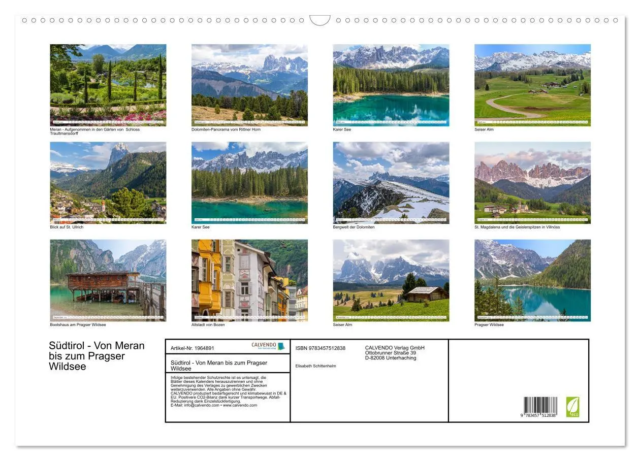 Bild: 9783457512838 | Südtirol - Von Meran bis zum Pragser Wildsee (Wandkalender 2026 DIN...