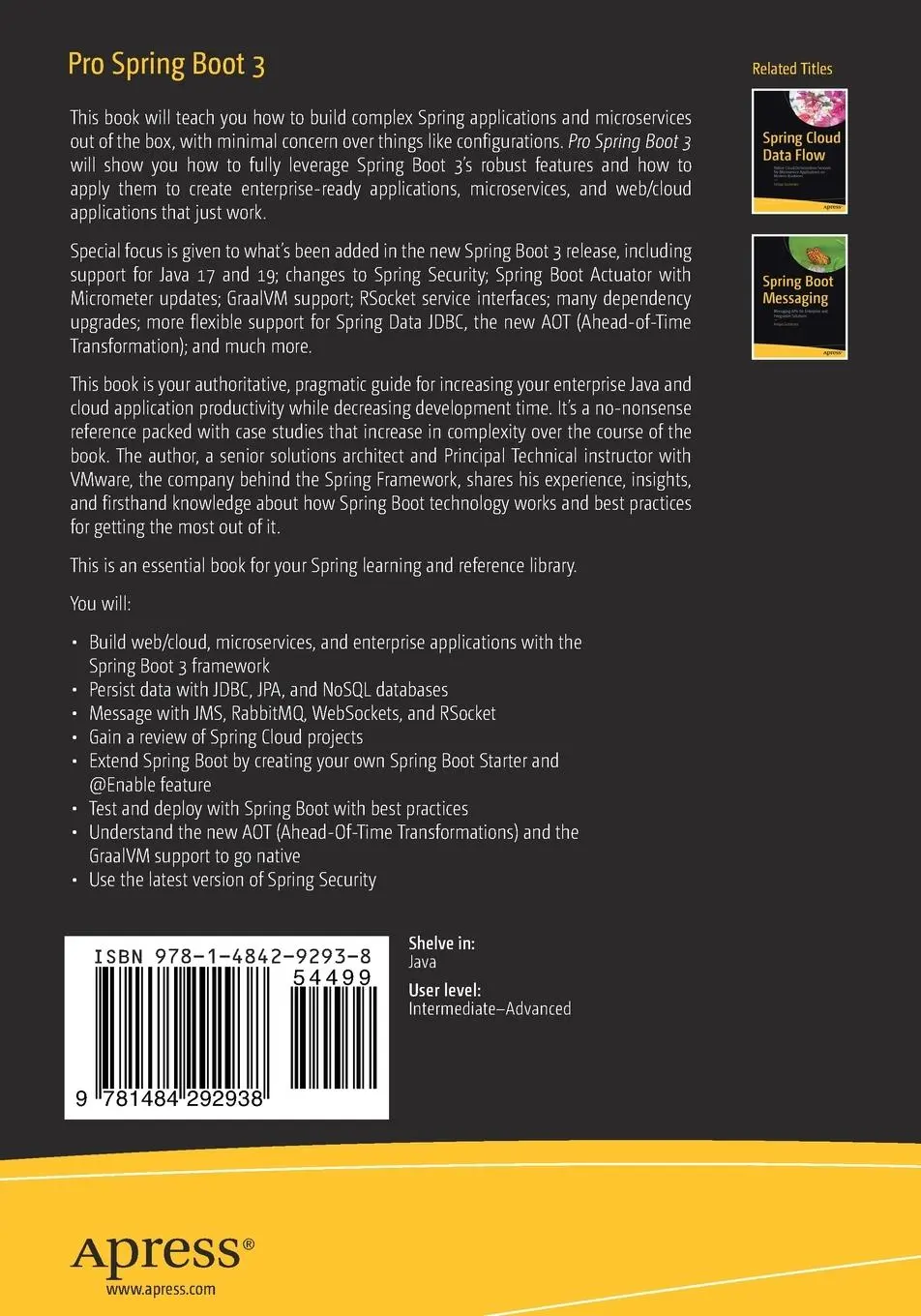 Rückseite: 9781484292938 | Pro Spring Boot 3 | An Authoritative Guide with Best Practices | Buch