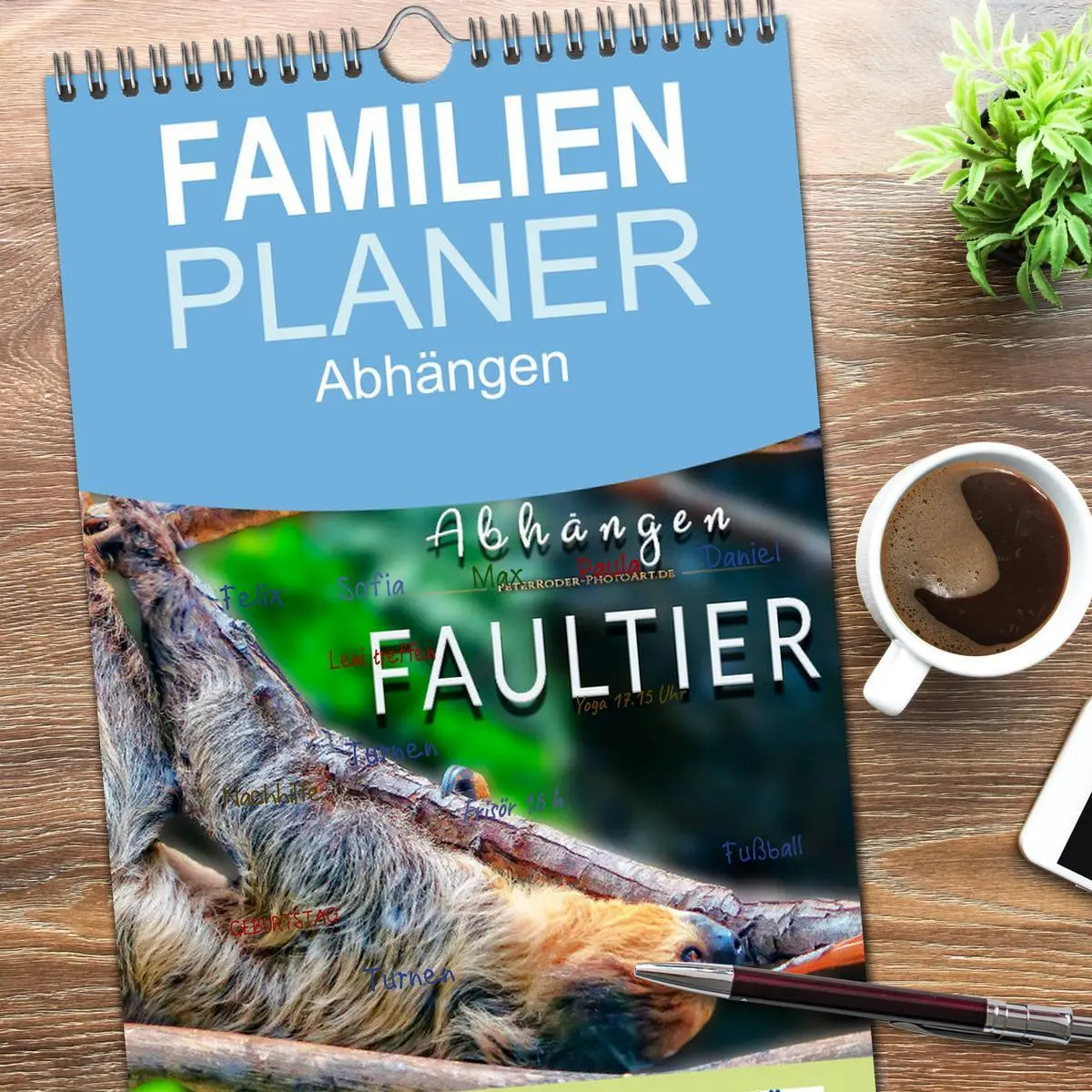 Bild: 9783516522938 | Familienplaner 2026 - Abhängen - Faultier mit 5 Spalten...