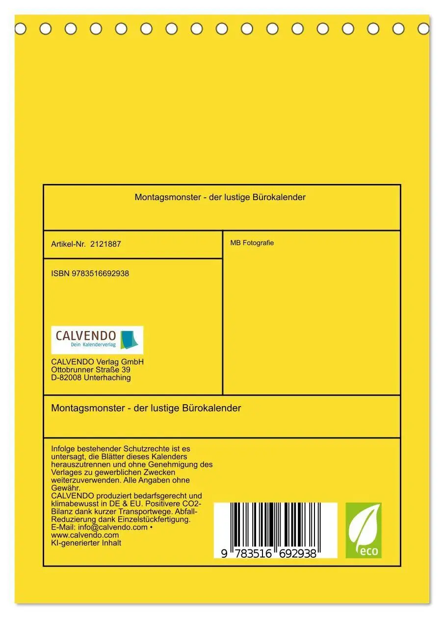 Bild: 9783516692938 | Montagsmonster - der lustige Bürokalender (Tischkalender 2026 DIN...