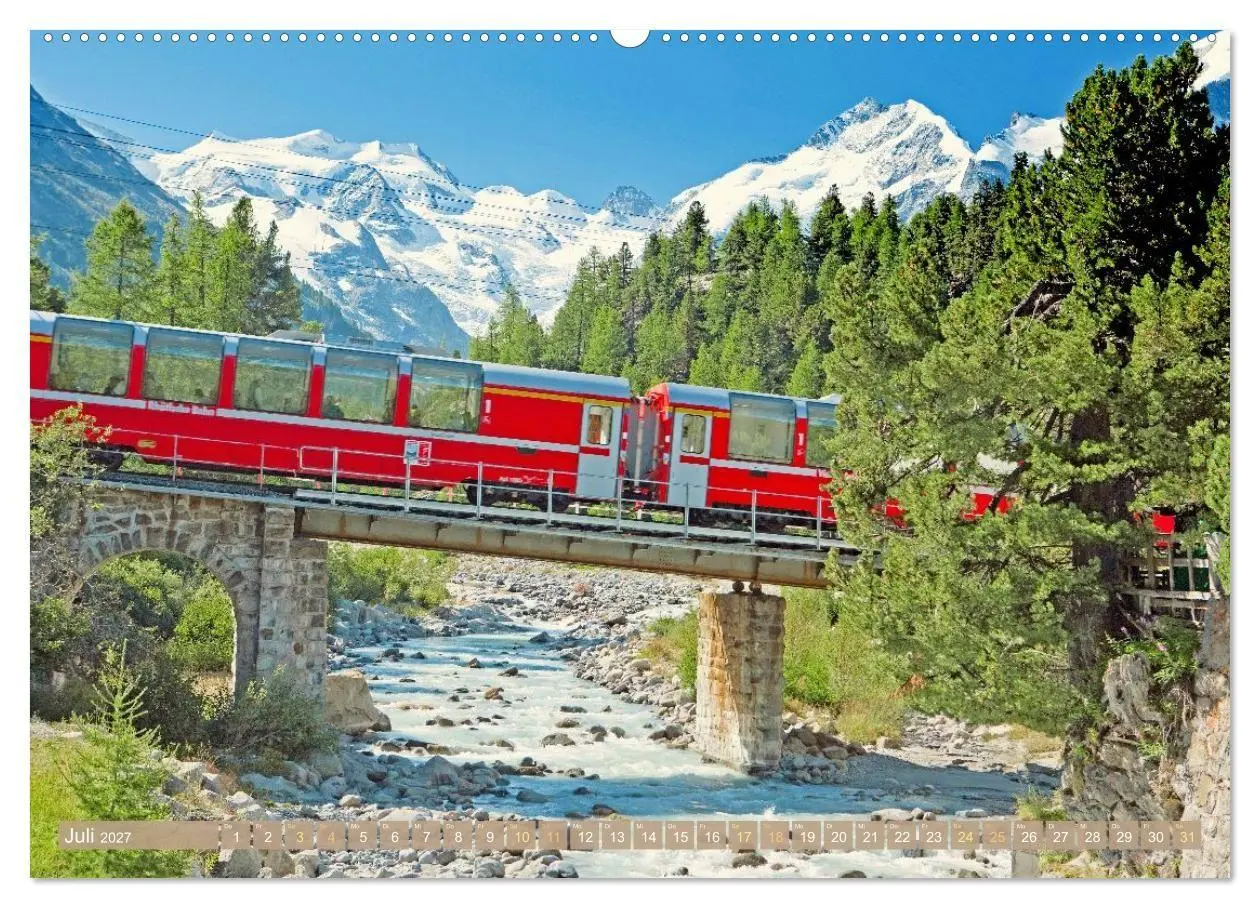 Bild: 9783516902938 | Im Zug durch Schweizer Berge (hochwertiger Premium Wandkalender...