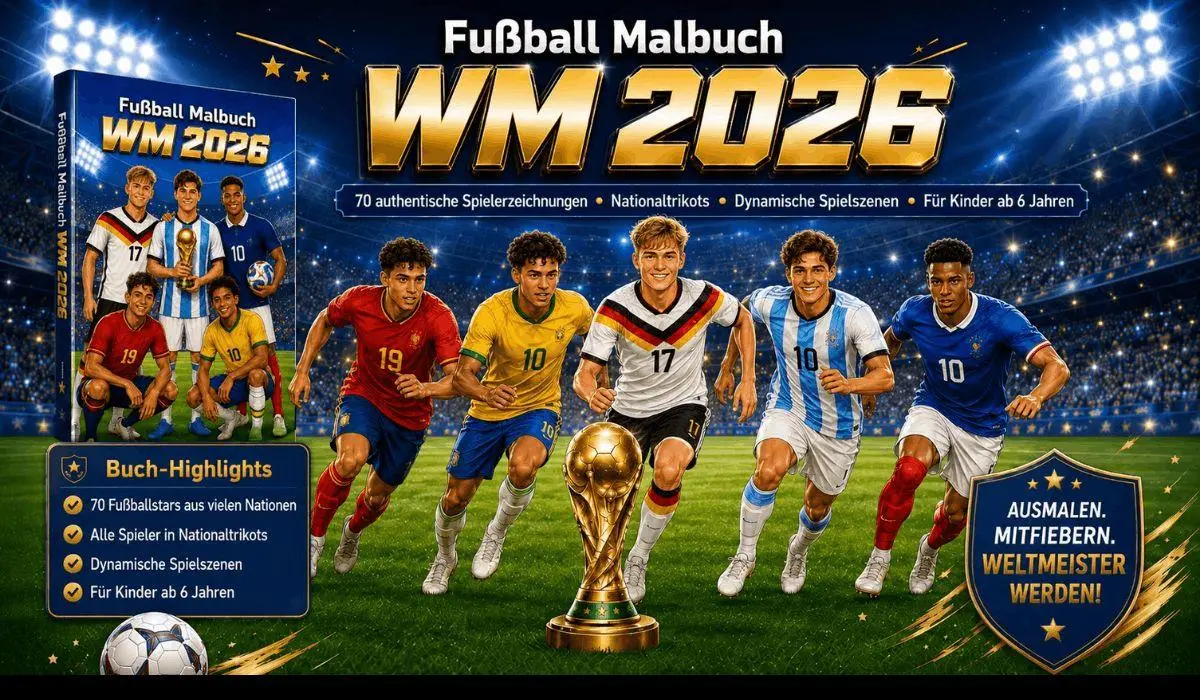 Bild: 9783986572938 | WM 2026 Fußball Malbuch für Kinder ab 6 Jahren mit 70 authentischen...