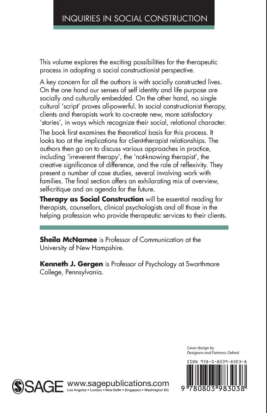 Rückseite: 9780803983038 | Therapy as Social Construction | Sheila McNamee (u. a.) | Taschenbuch