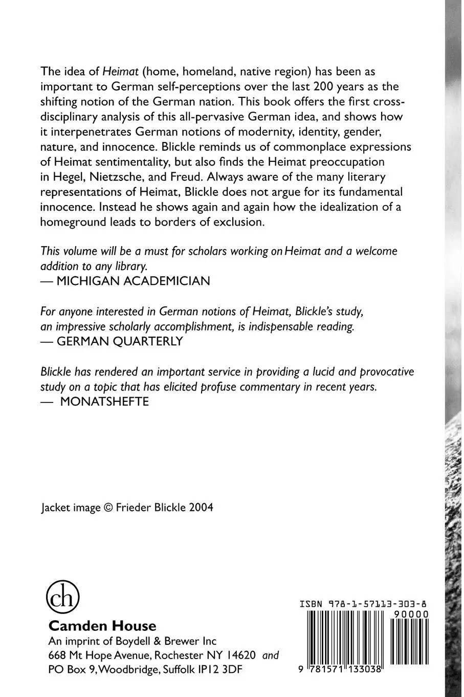 Rückseite: 9781571133038 | Heimat | A Critical Theory of the German Idea of Homeland | Blickle
