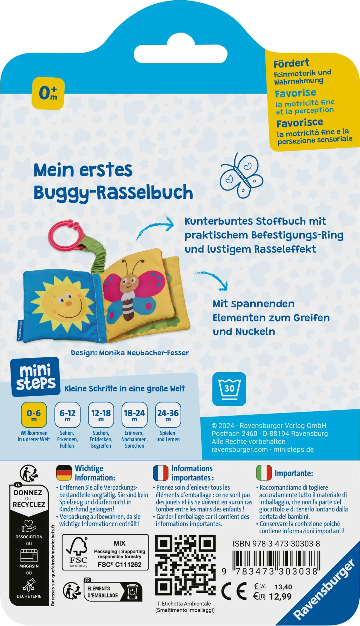 Rückseite: 9783473303038 | Mein erstes Buggy-Rasselbuch | Ab 0 Monate | Monika Neubacher-Fesser