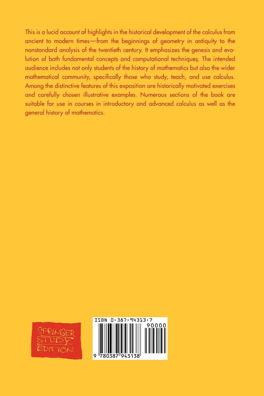 Rückseite: 9780387943138 | The Historical Development of the Calculus | C. H. Jr. Edwards | Buch