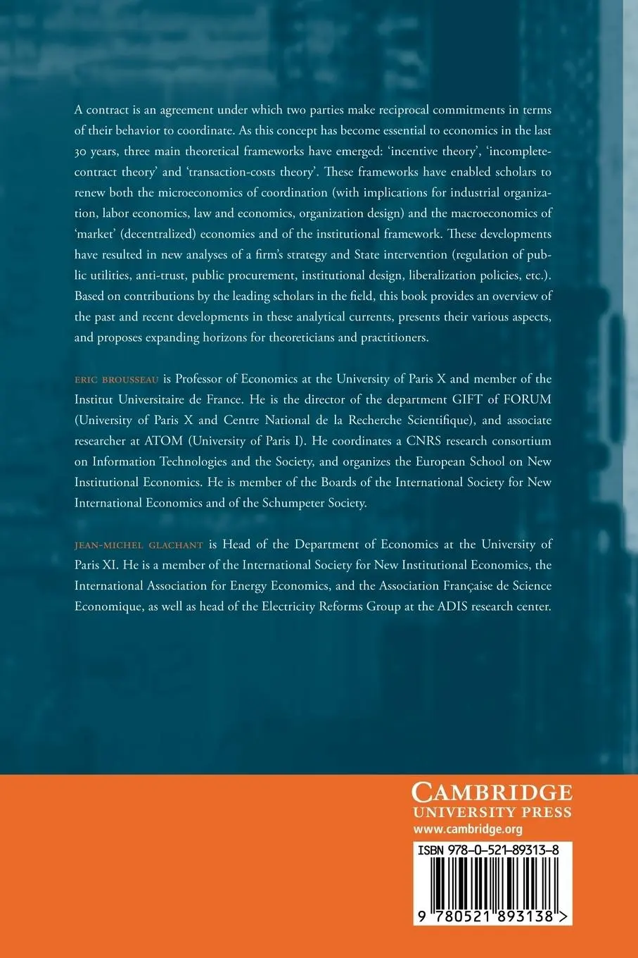 Rückseite: 9780521893138 | The Economics of Contracts | Theories and Applications | Taschenbuch