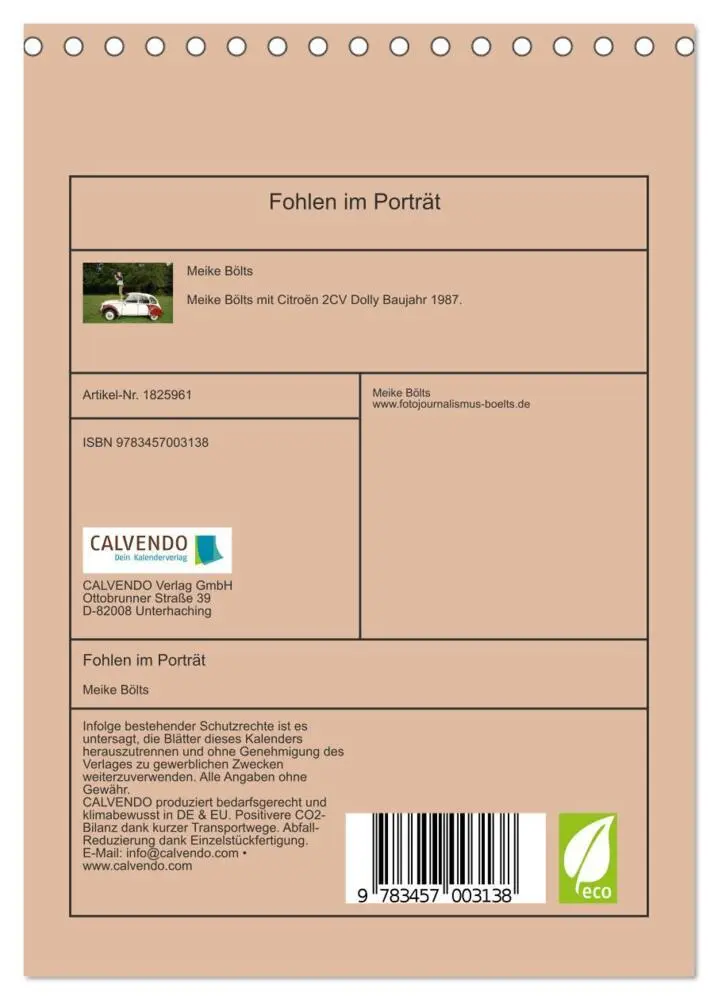 Bild: 9783457003138 | Fohlen im Porträt (Tischkalender 2025 DIN A5 hoch), CALVENDO...
