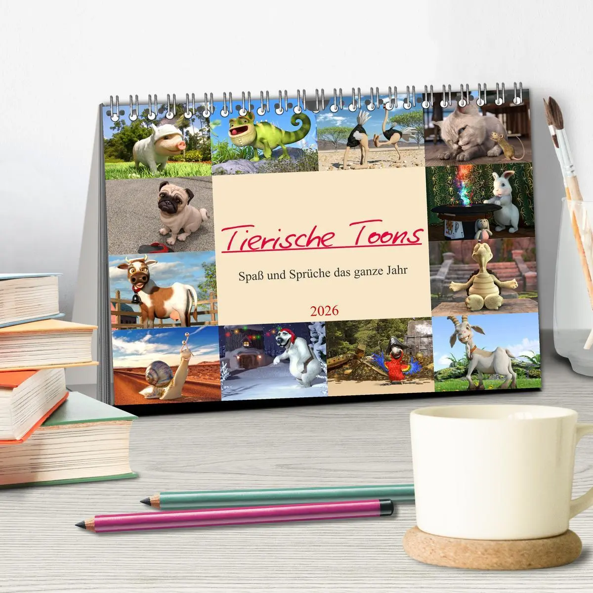 Bild: 9783457623138 | Tierische Toons (Tischkalender 2026 DIN A5 quer), CALVENDO...
