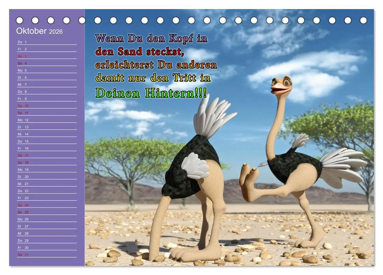 Bild: 9783457623138 | Tierische Toons (Tischkalender 2026 DIN A5 quer), CALVENDO...