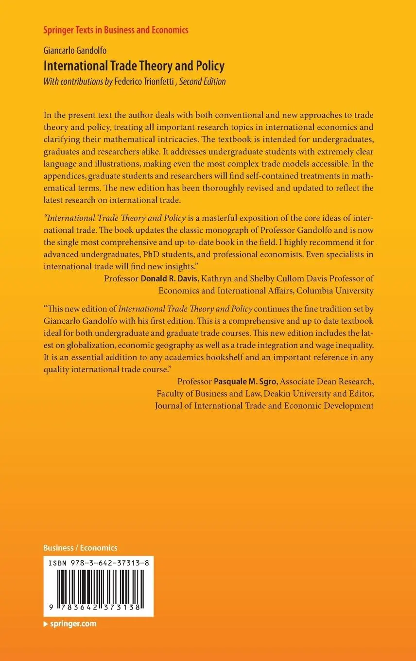 Rückseite: 9783642373138 | International Trade Theory and Policy | Giancarlo Gandolfo | Buch