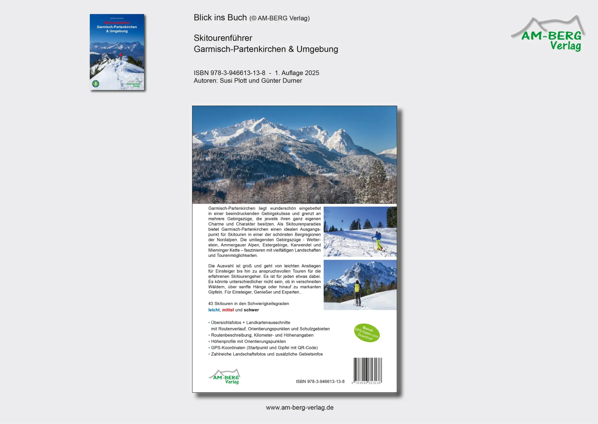Bild: 9783946613138 | Skitourenführer Garmisch-Partenkirchen &amp; Umgebung | Susi Plott (u. a.)