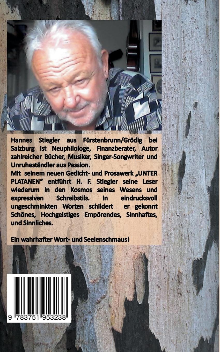 Rückseite: 9783751953238 | Unter Platanen | Hannes Stiegler | Taschenbuch | 128 S. | Deutsch