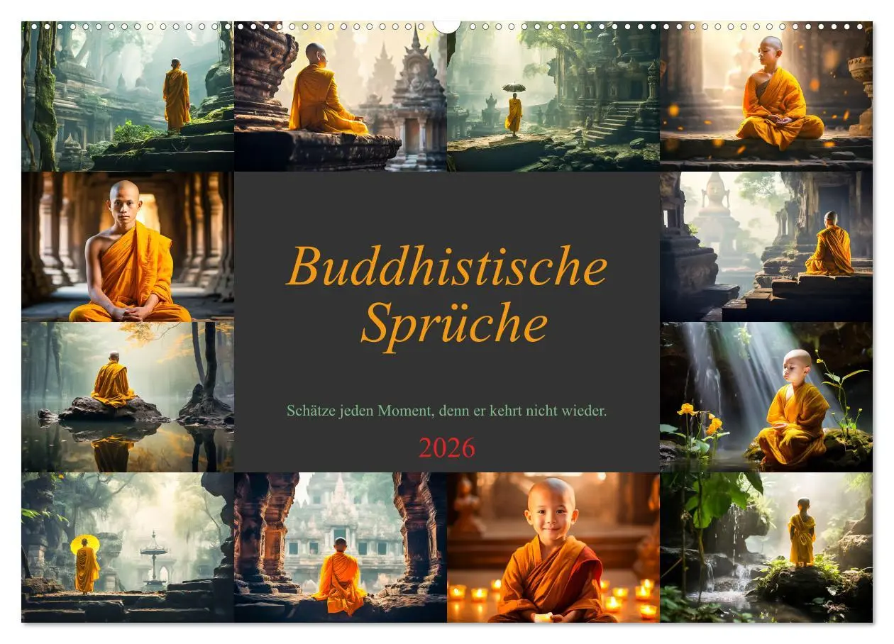 Cover: 9783457463338 | Buddhistische Sprüche (Wandkalender 2026 DIN A2 quer), CALVENDO...