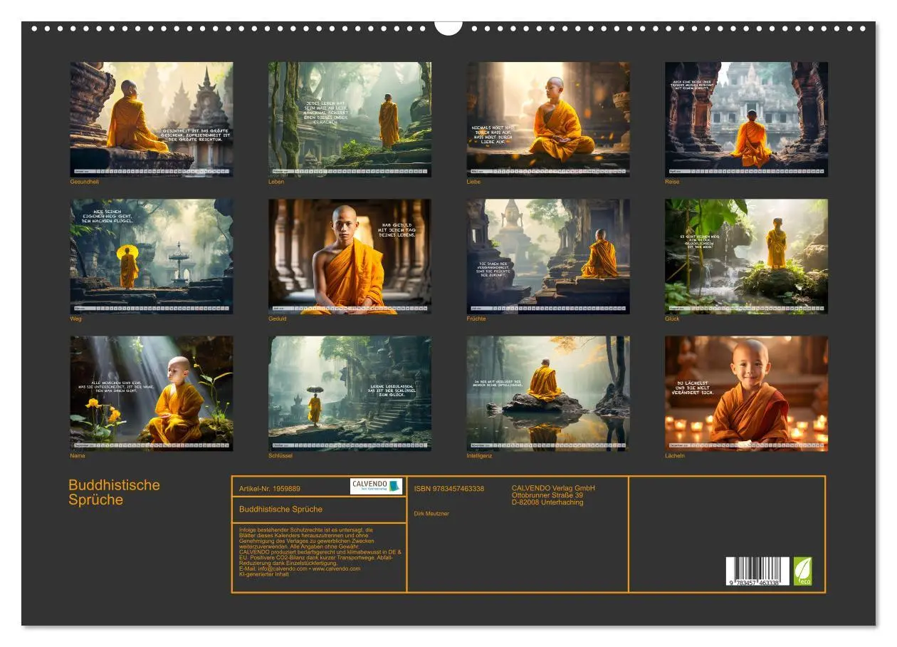 Bild: 9783457463338 | Buddhistische Sprüche (Wandkalender 2026 DIN A2 quer), CALVENDO...