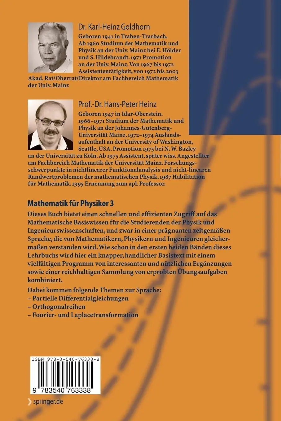 Rückseite: 9783540763338 | Mathematik für Physiker 3 | Hans-Peter Heinz (u. a.) | Taschenbuch