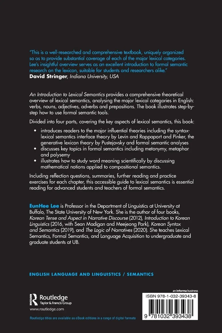 Rückseite: 9781032393438 | An Introduction to Lexical Semantics | Eunhee Lee | Taschenbuch | 2022