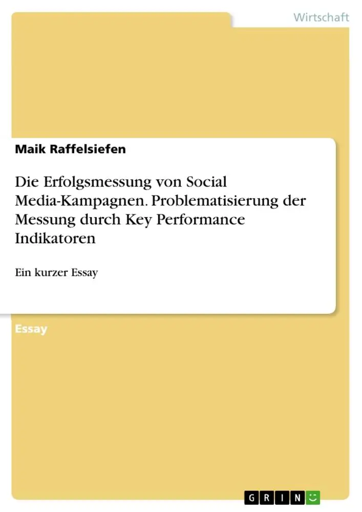 Cover: 9783346263438 | Die Erfolgsmessung von Social Media-Kampagnen. Problematisierung...