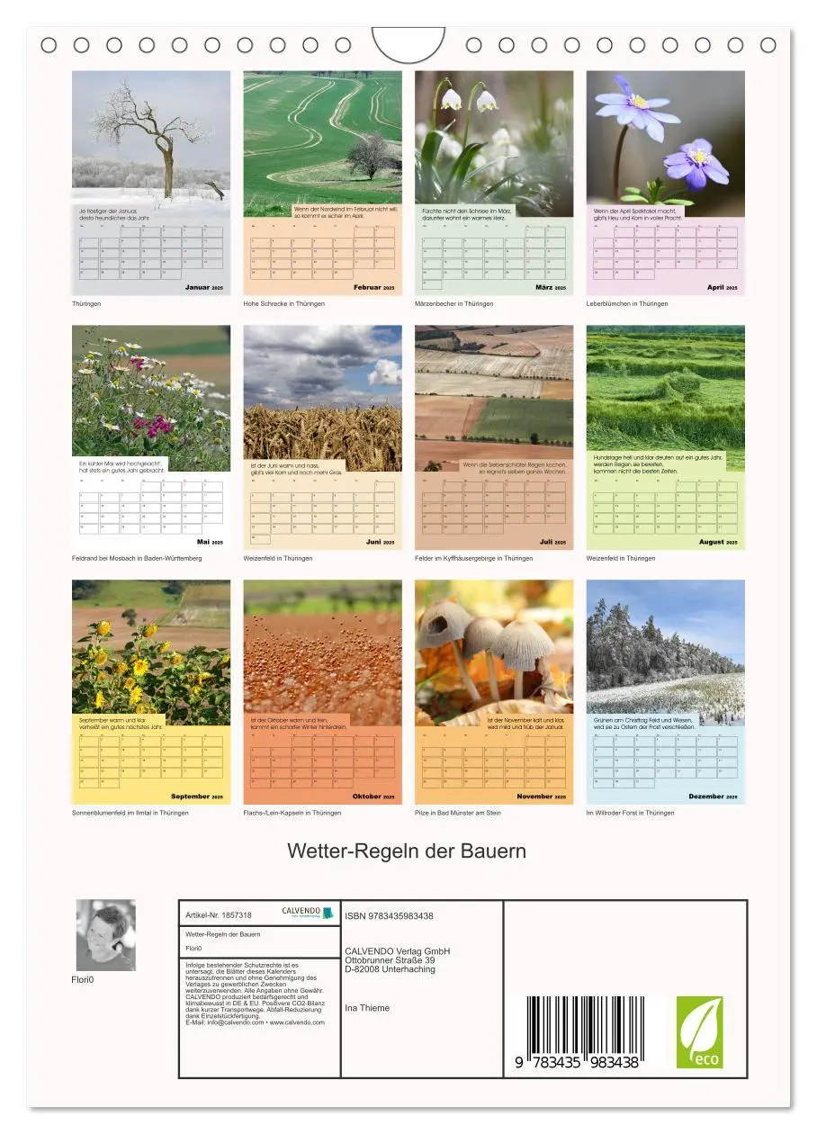 Bild: 9783435983438 | Wetter-Regeln der Bauern (Wandkalender 2025 DIN A4 hoch), CALVENDO...