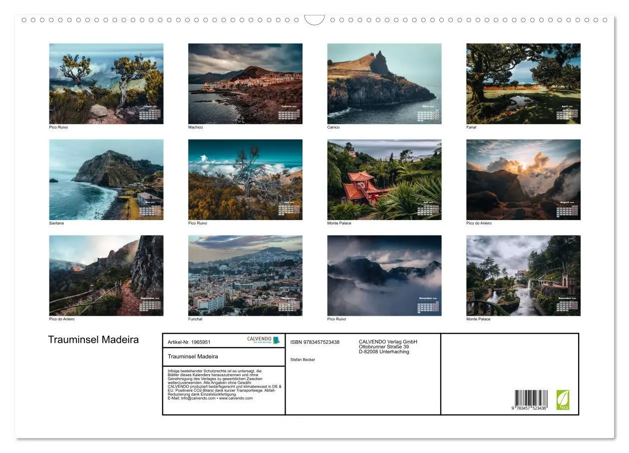 Bild: 9783457523438 | Trauminsel Madeira (Wandkalender 2026 DIN A2 quer), CALVENDO...