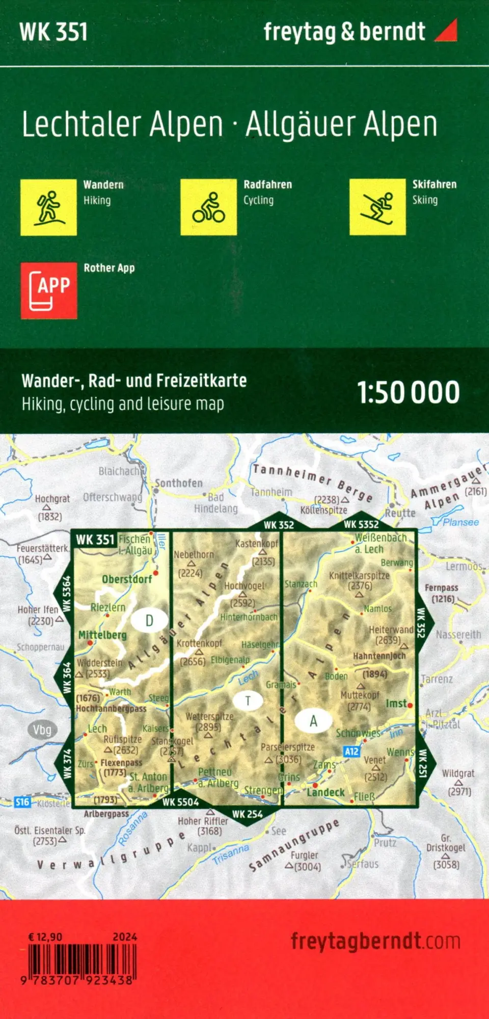 Bild: 9783707923438 | freytag &amp; berndt Wanderkarte WK 351 Lechtaler Alpen - Allgäuer...