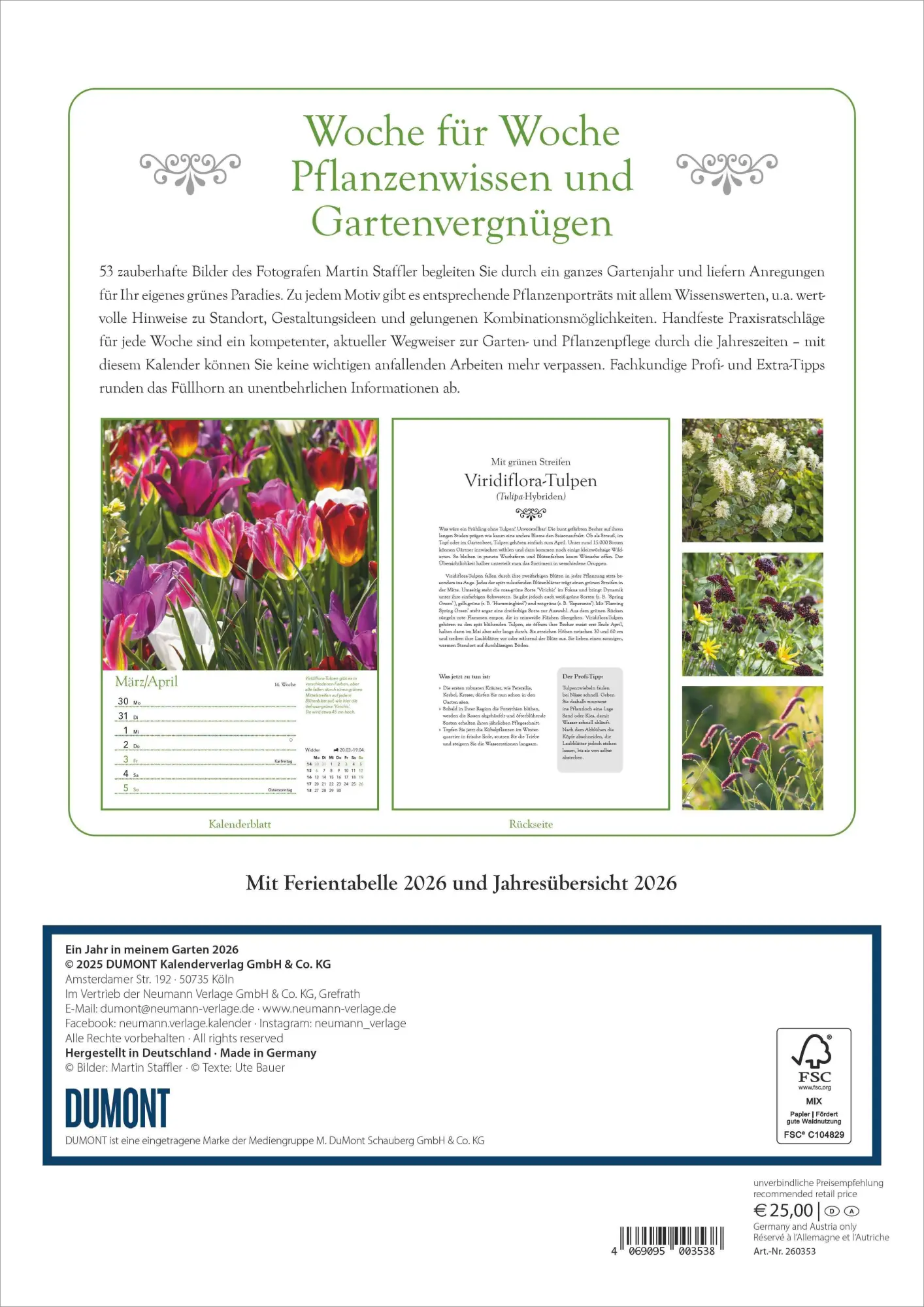 Bild: 4069095003538 | Ein Jahr in meinem Garten - Wochenkalender 2026 - Garten-Kalender...
