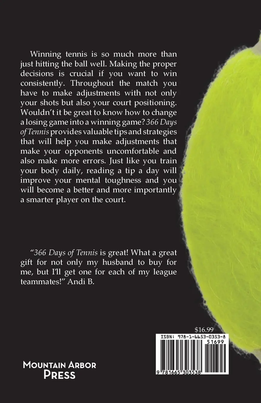 Rückseite: 9781665303538 | 366 Days of Tennis | A Tip a Day to Improve Your Game | Rob Carver