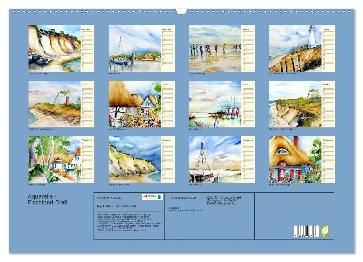 Bild: 9783457993538 | Aquarelle - Fischland-Darß (Wandkalender 2026 DIN A2 quer),...