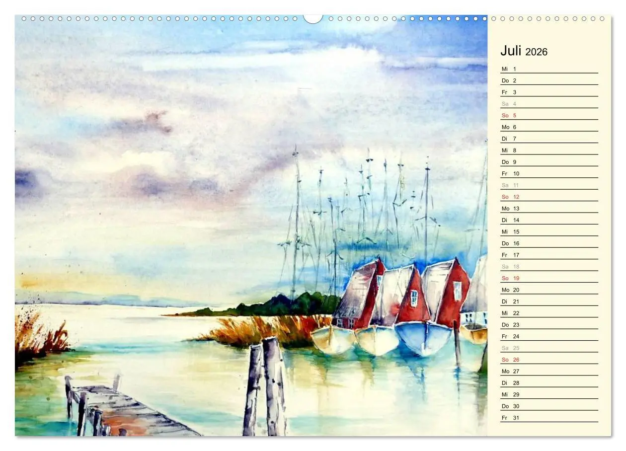 Bild: 9783457993538 | Aquarelle - Fischland-Darß (Wandkalender 2026 DIN A2 quer),...