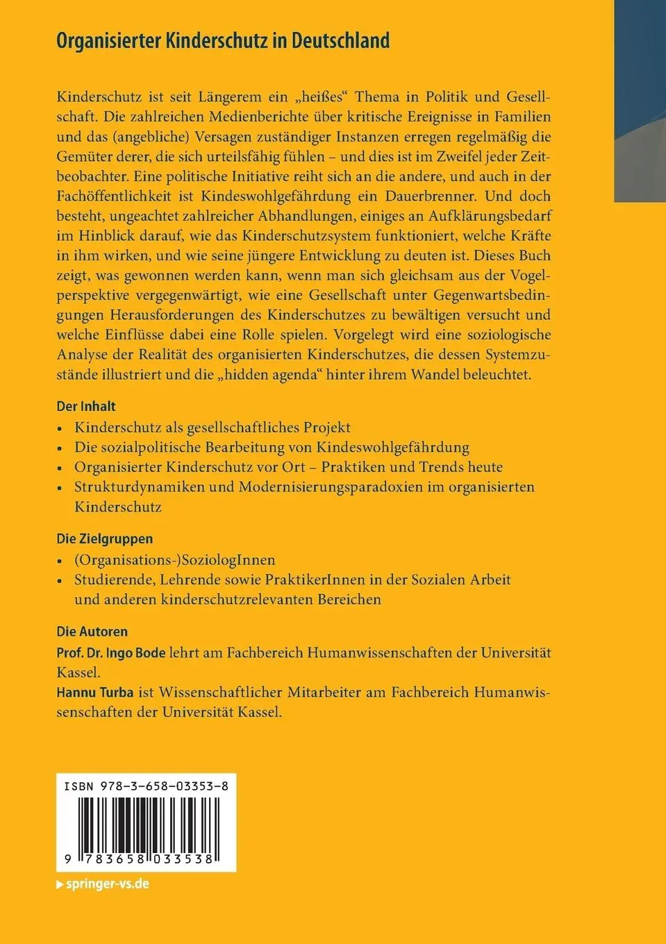 Rückseite: 9783658033538 | Organisierter Kinderschutz in Deutschland | Hannu Turba (u. a.) | Buch
