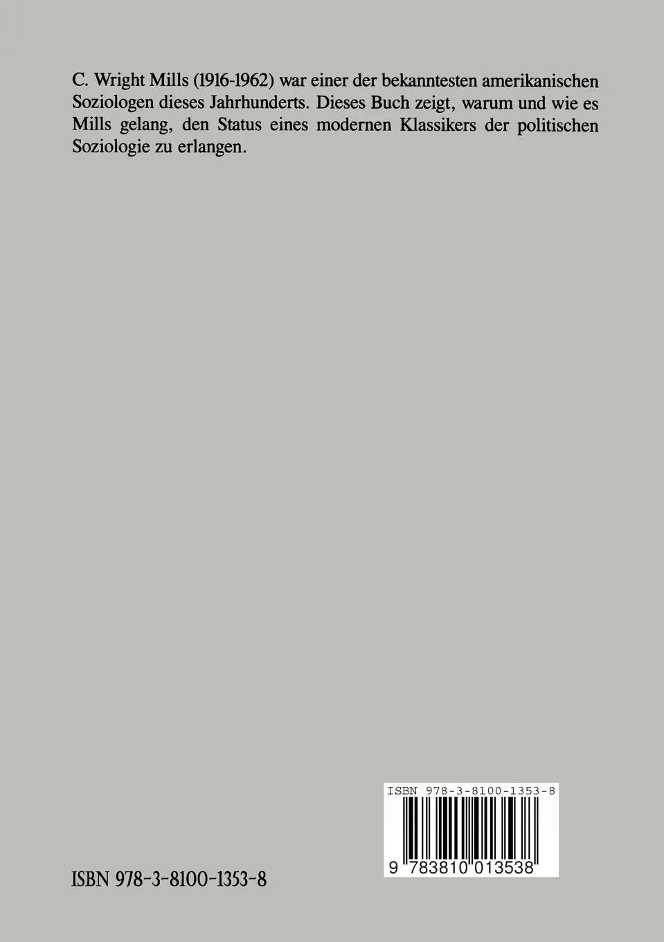 Rückseite: 9783810013538 | Die politische Soziologie C. Wright Mills' | Andreas Hess | Buch