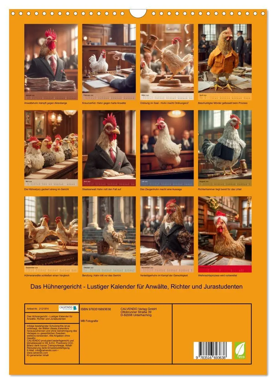 Bild: 9783516693638 | Das Hühnergericht - Lustiger Kalender für Anwälte, Richter und...