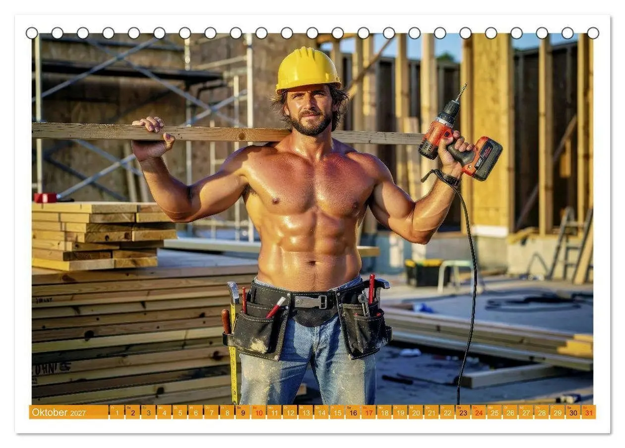 Bild: 9783516763638 | Sexy - Männer vom Bau (Tischkalender 2027 DIN A5 quer), CALVENDO...