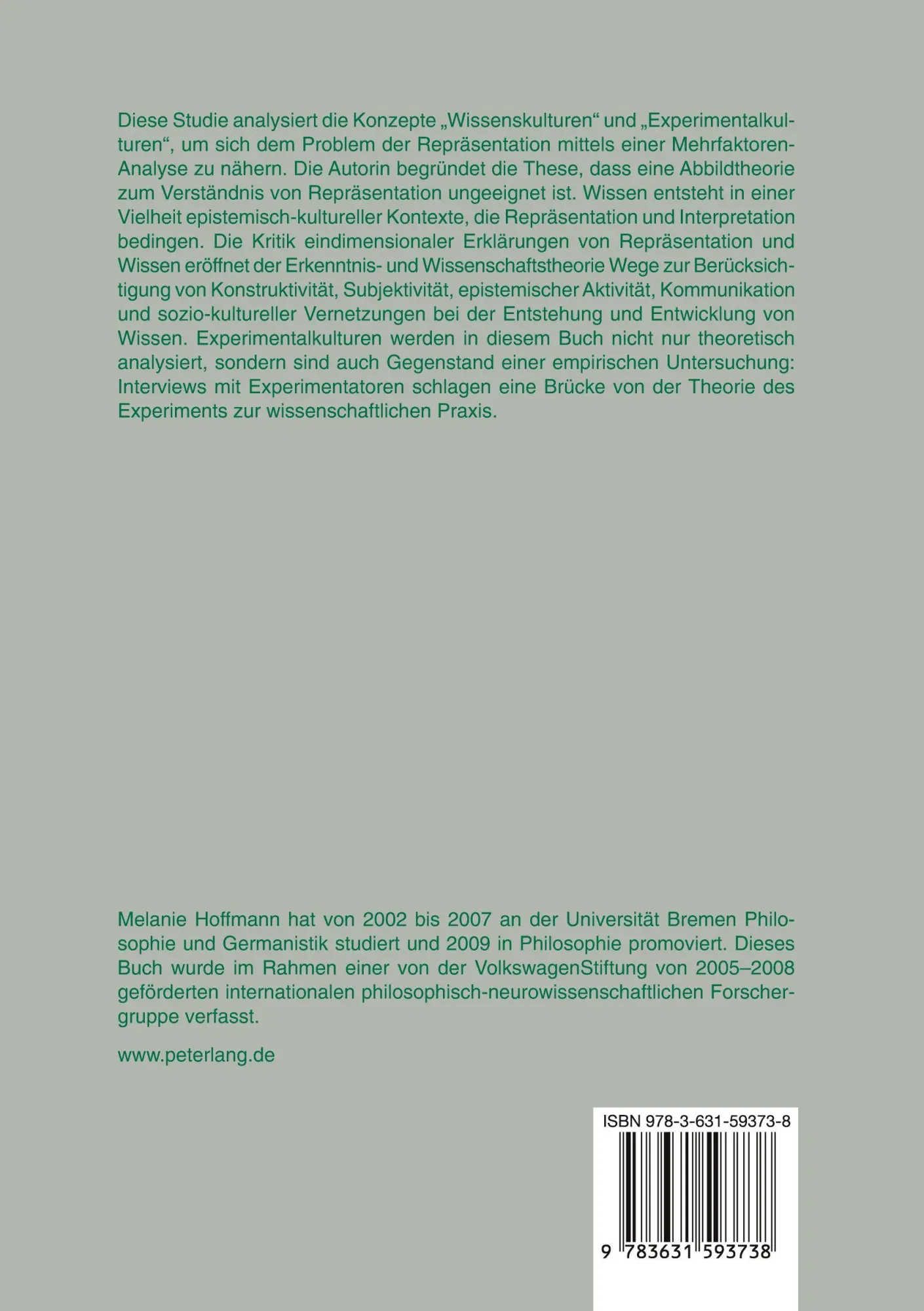Rückseite: 9783631593738 | Wissenskulturen, Experimentalkulturen und das Problem der...