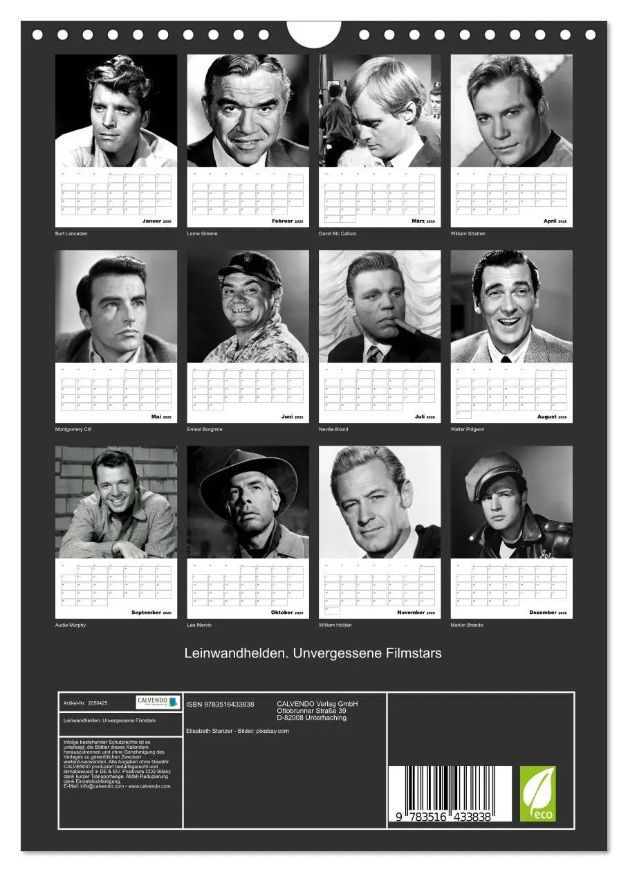 Bild: 9783516433838 | Leinwandhelden. Unvergessene Filmstars (Wandkalender 2026 DIN A4...