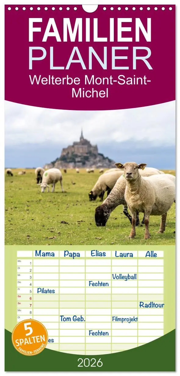 Cover: 9783516503838 | Familienplaner 2026 - Welterbe Mont-Saint-Michel mit 5 Spalten...