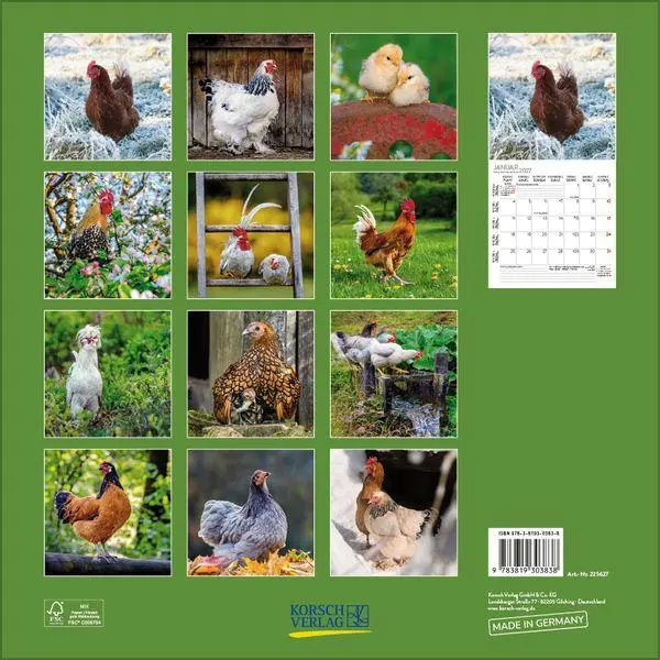 Bild: 9783819303838 | Hühner 2027 | Verlag Korsch | Kalender | 13 S. | Deutsch | 2027
