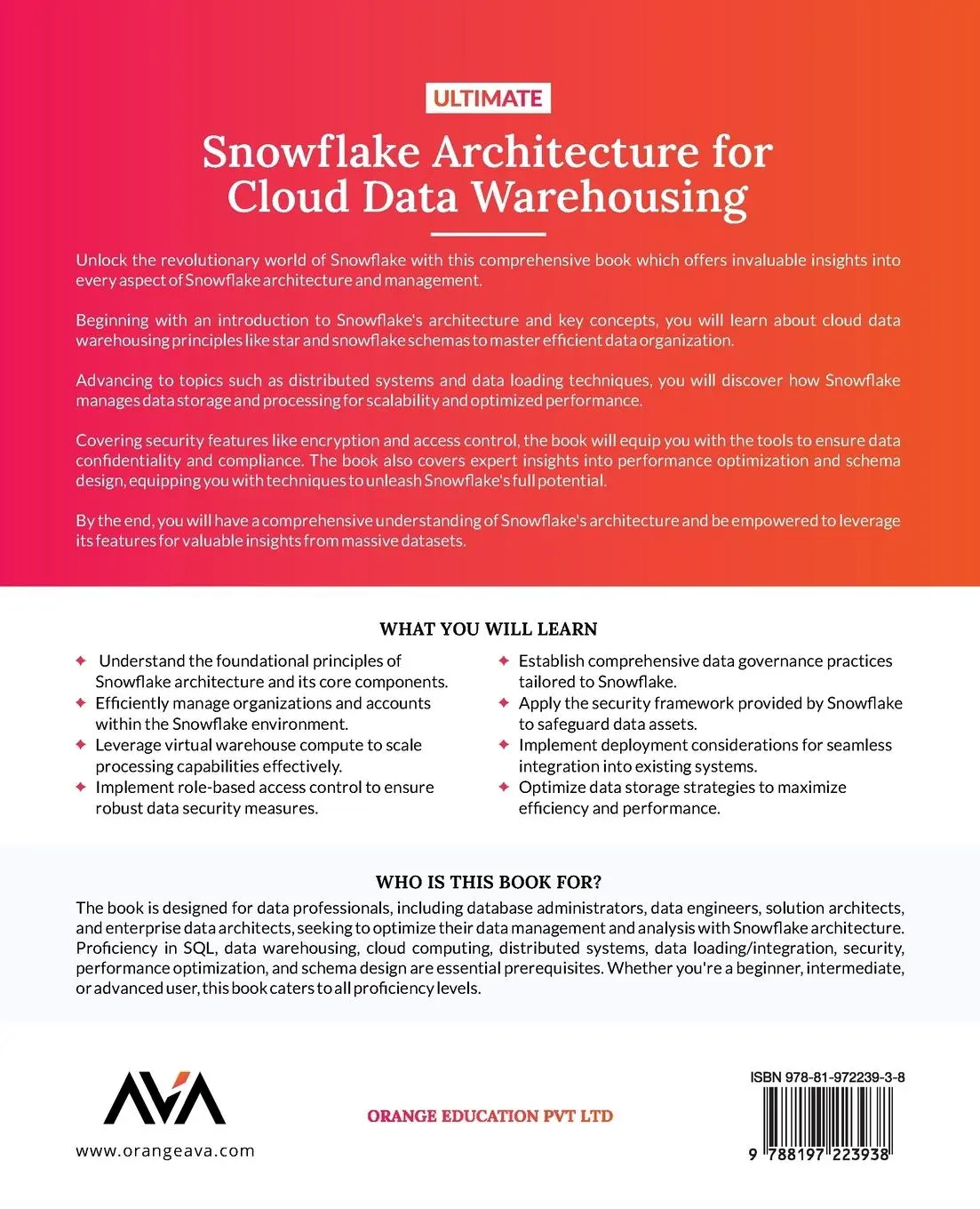 Rückseite: 9788197223938 | Ultimate Snowflake Architecture for Cloud Data Warehousing | Bharathan