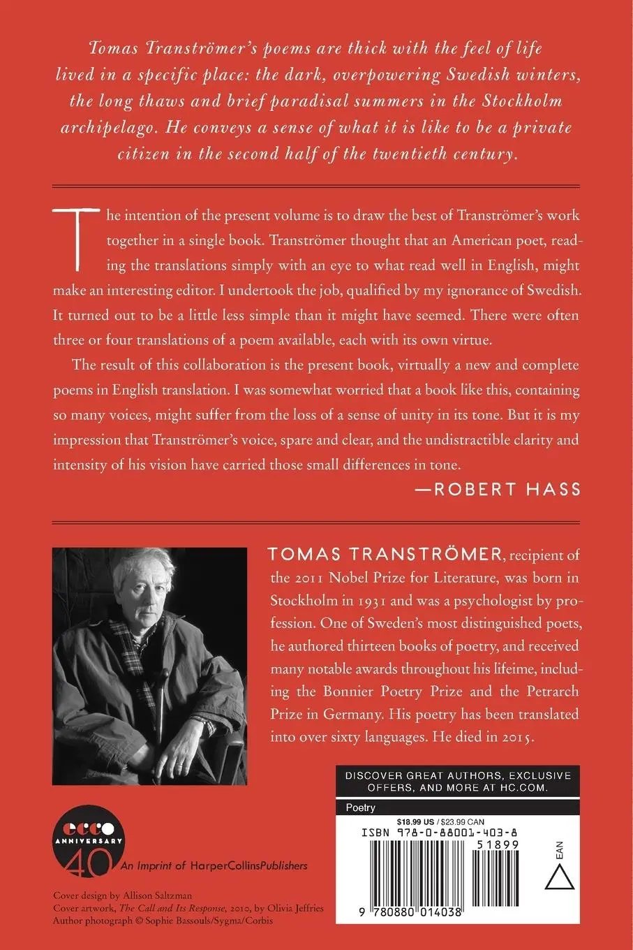 Rückseite: 9780880014038 | Selected Poems | Tomas Transtromer | Taschenbuch | Englisch | 2014