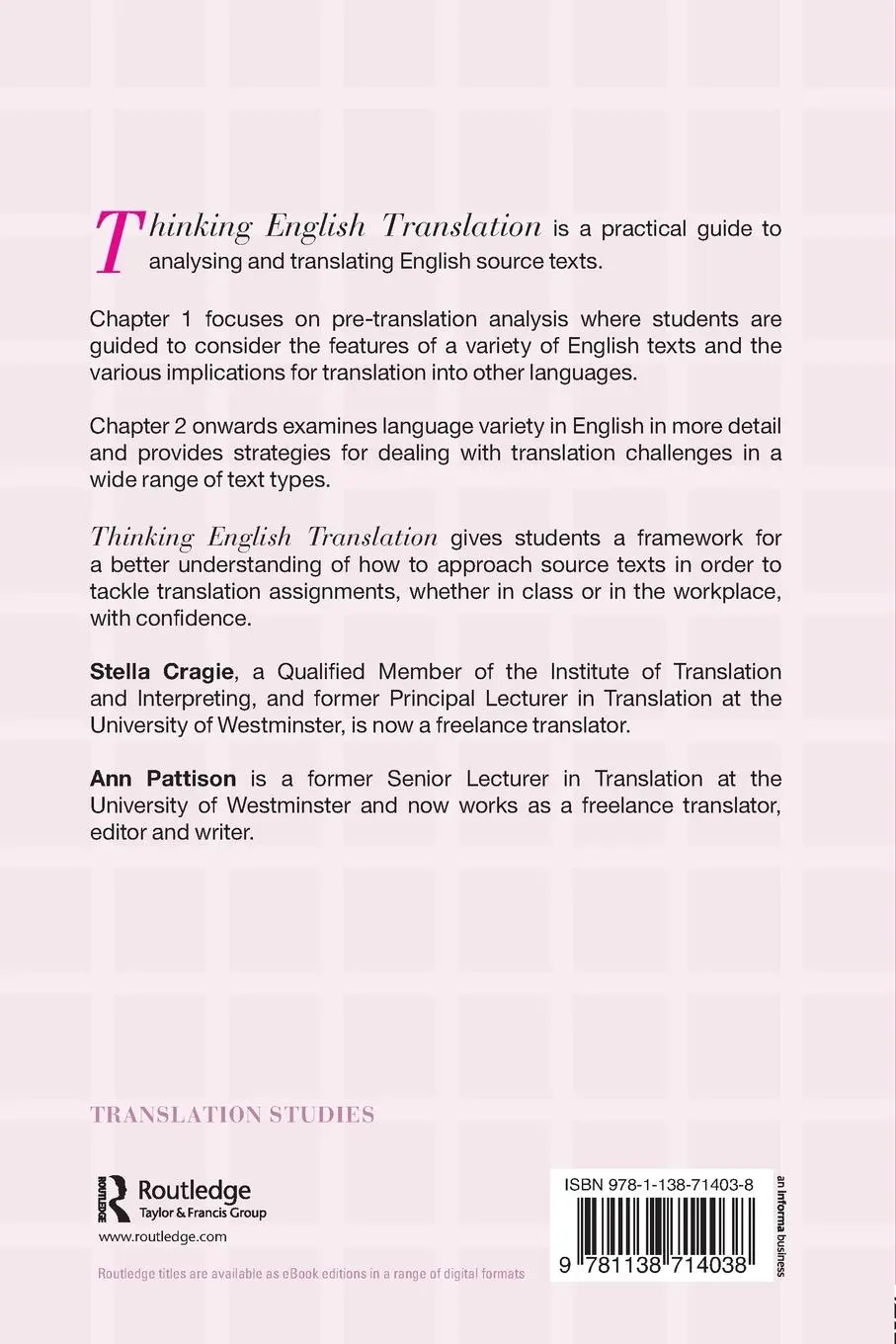 Rückseite: 9781138714038 | Thinking English Translation | Stella Cragie (u. a.) | Taschenbuch