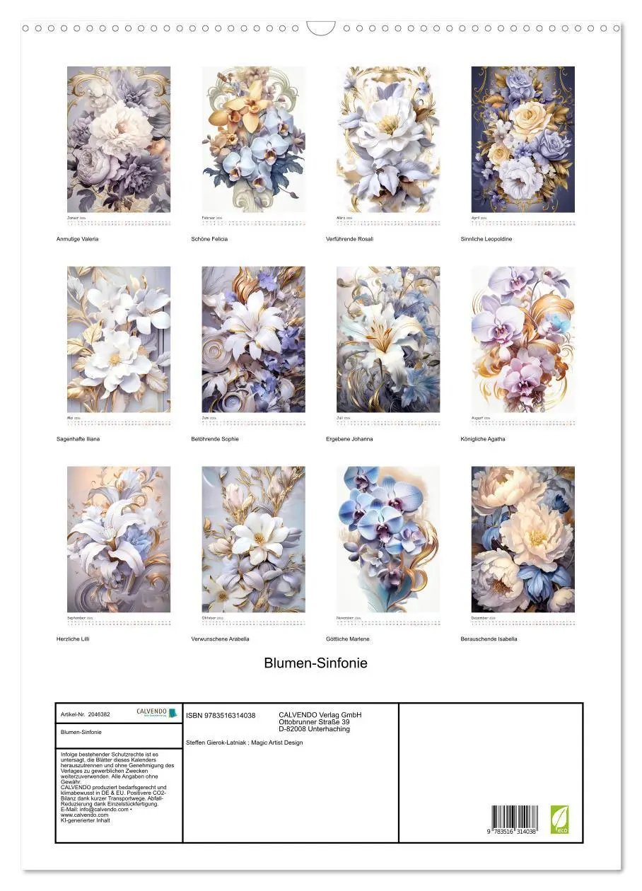 Bild: 9783516314038 | Blumen-Sinfonie (Wandkalender 2026 DIN A2 hoch), CALVENDO...