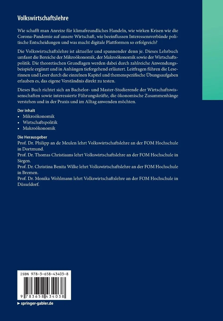 Rückseite: 9783658434038 | Volkswirtschaftslehre | Philipp an de Meulen (u. a.) | Taschenbuch