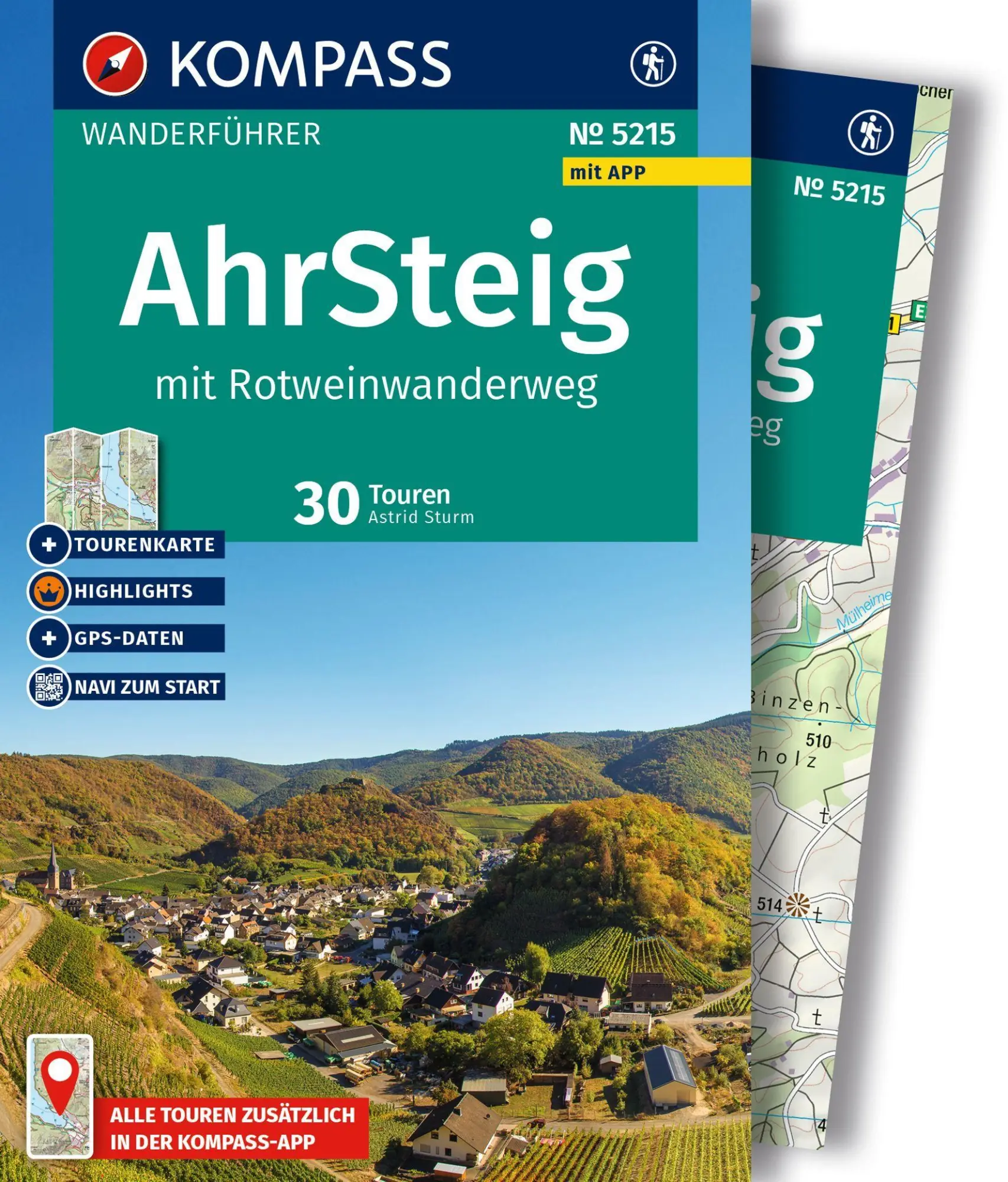 Cover: 9783991214038 | KOMPASS Wanderführer Ahrsteig mit Rotweinwanderweg, 30...