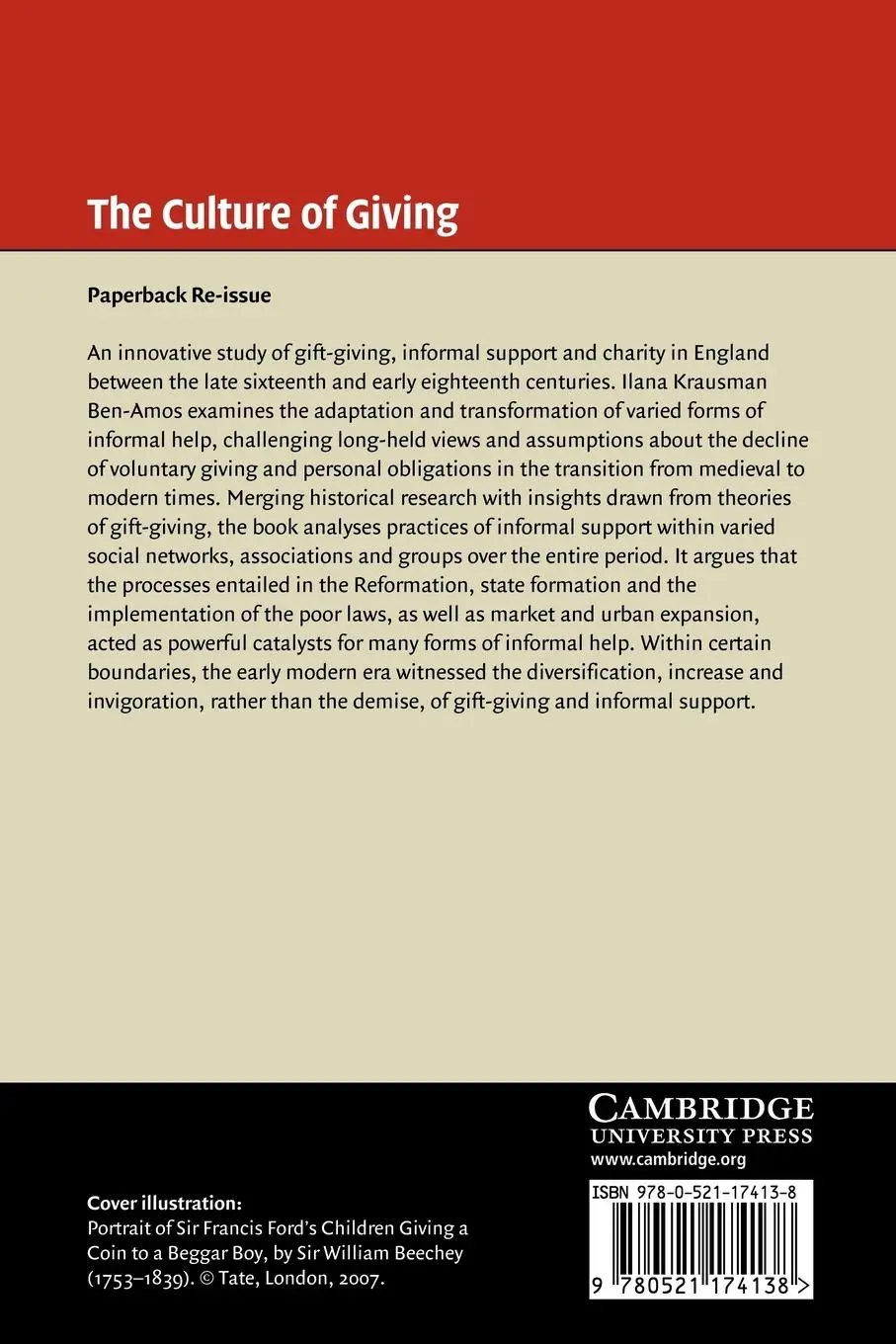 Rückseite: 9780521174138 | The Culture of Giving | Ilana Krausman Ben-Amos | Taschenbuch | 2011