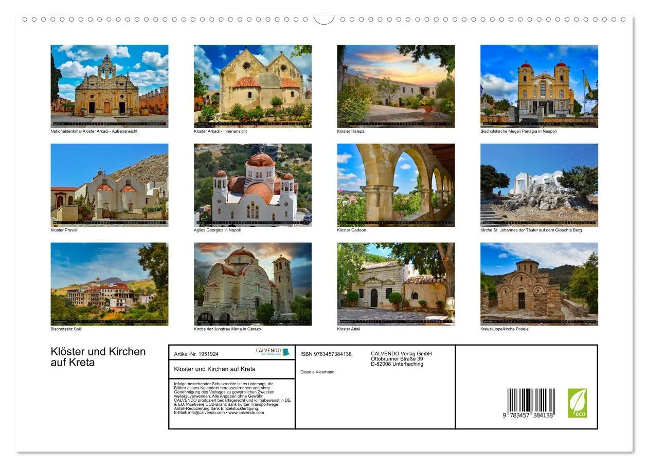 Bild: 9783457384138 | Klöster und Kirchen auf Kreta (hochwertiger Premium Wandkalender...