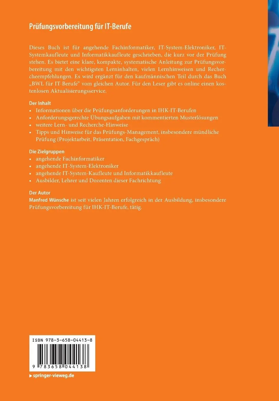 Rückseite: 9783658044138 | Prüfungsvorbereitung für IT-Berufe | Manfred Wünsche | Taschenbuch