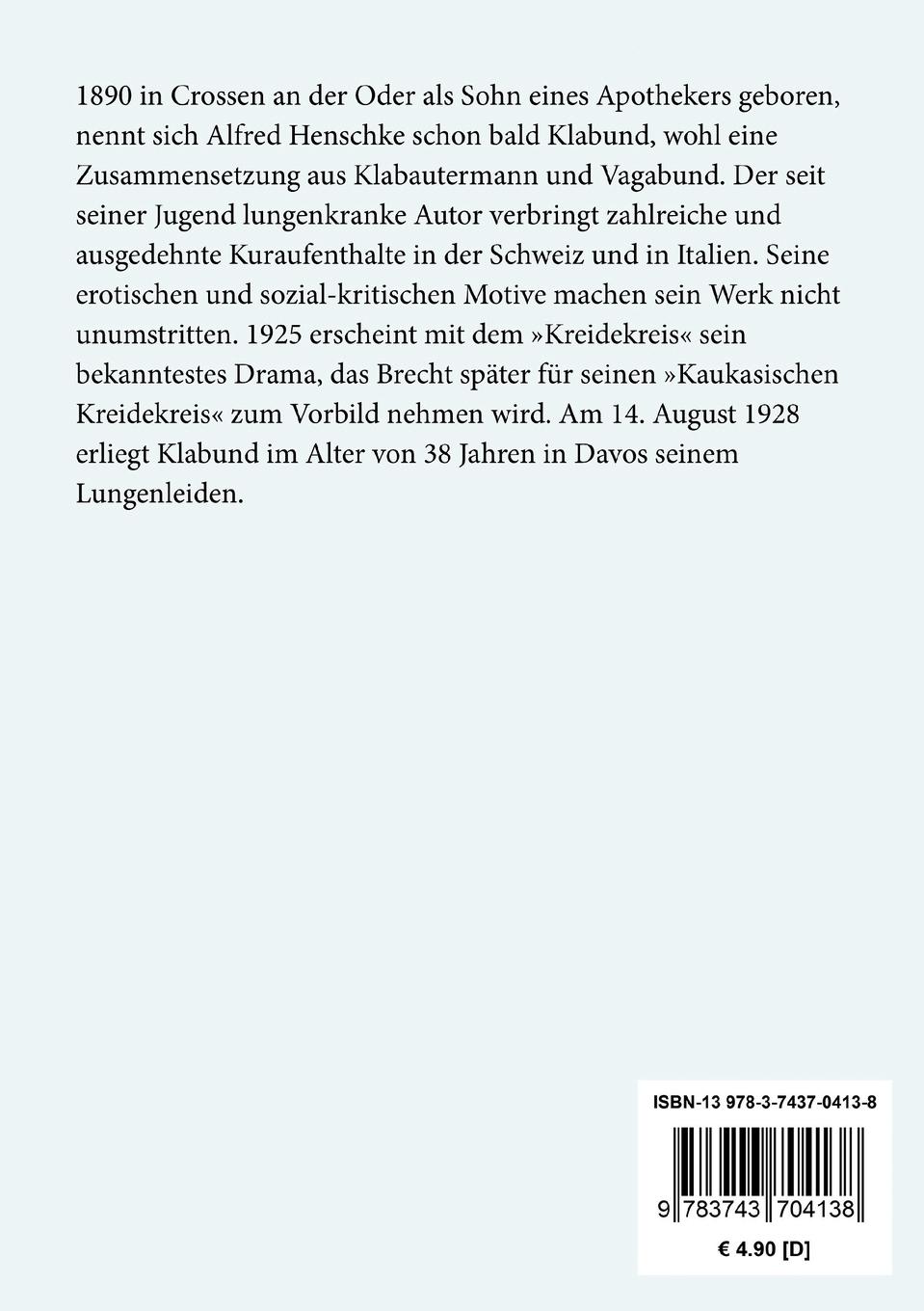 Rückseite: 9783743704138 | Der Kreidekreis | Spiel in fünf Akten nach dem Chinesischen | Klabund